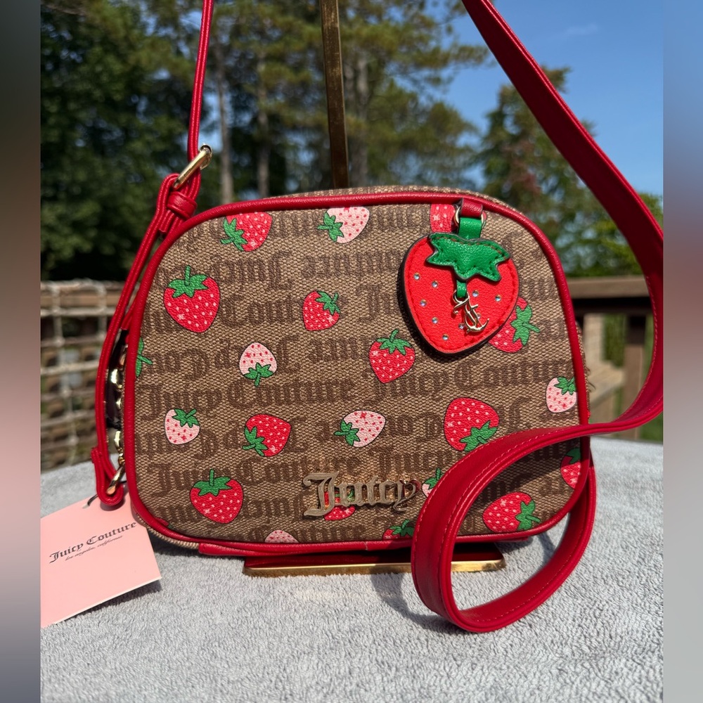 NWT! Juicy Couture Exclusive Collection Red and Brown Strawberry Crossbody Bag
